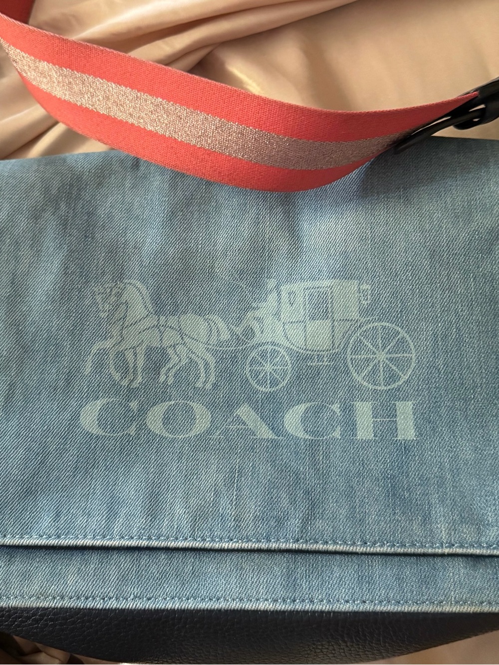 Coach Coral Leather Patch Crossbody Interior Detail